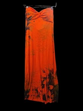Traci Lynn Orange Knot-Front Dress with Black Accent